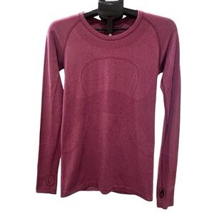 Lululemon Swiftly Tech Long Sleeve Shirt Stripe Heather Burgundy Shade